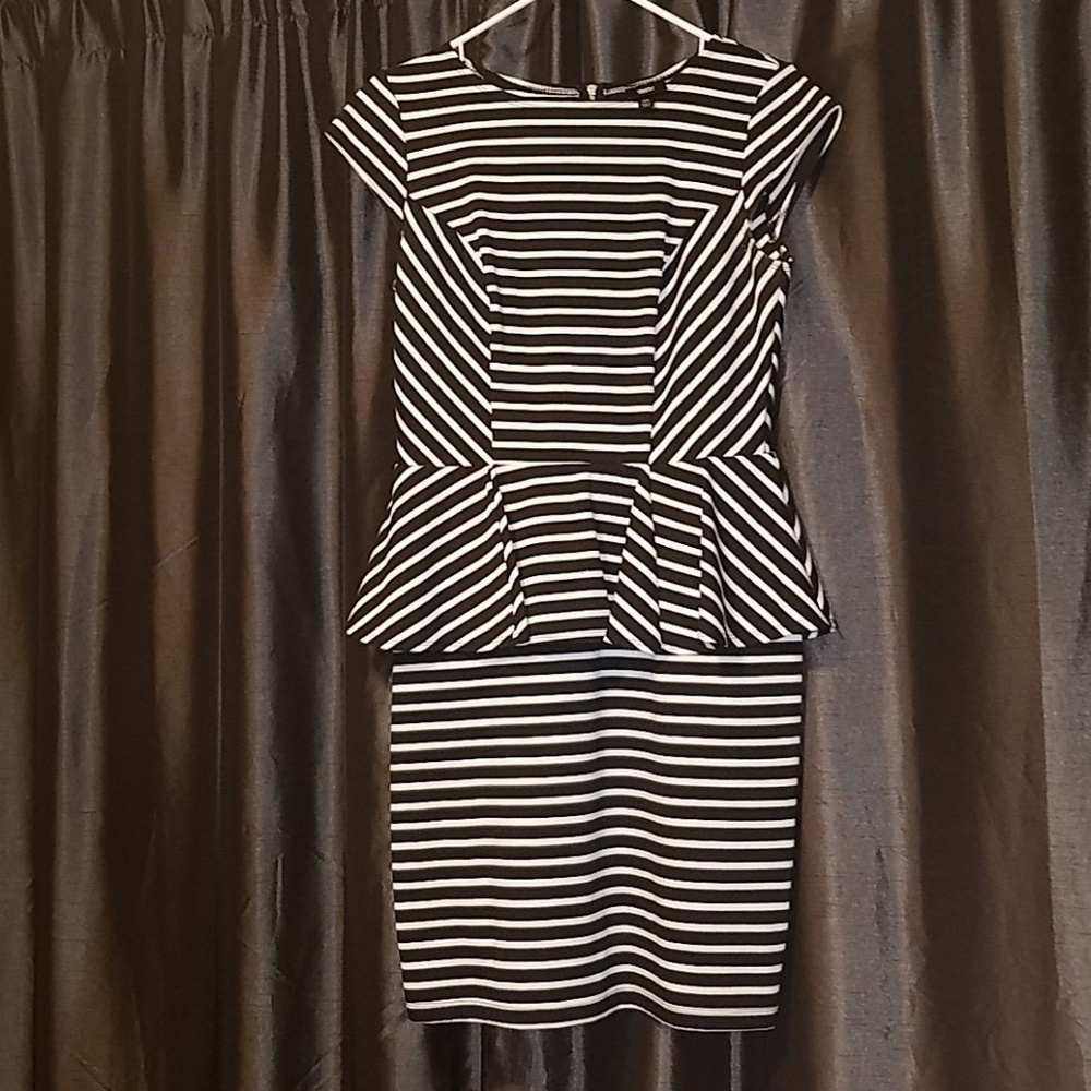 Black and white peplum dress